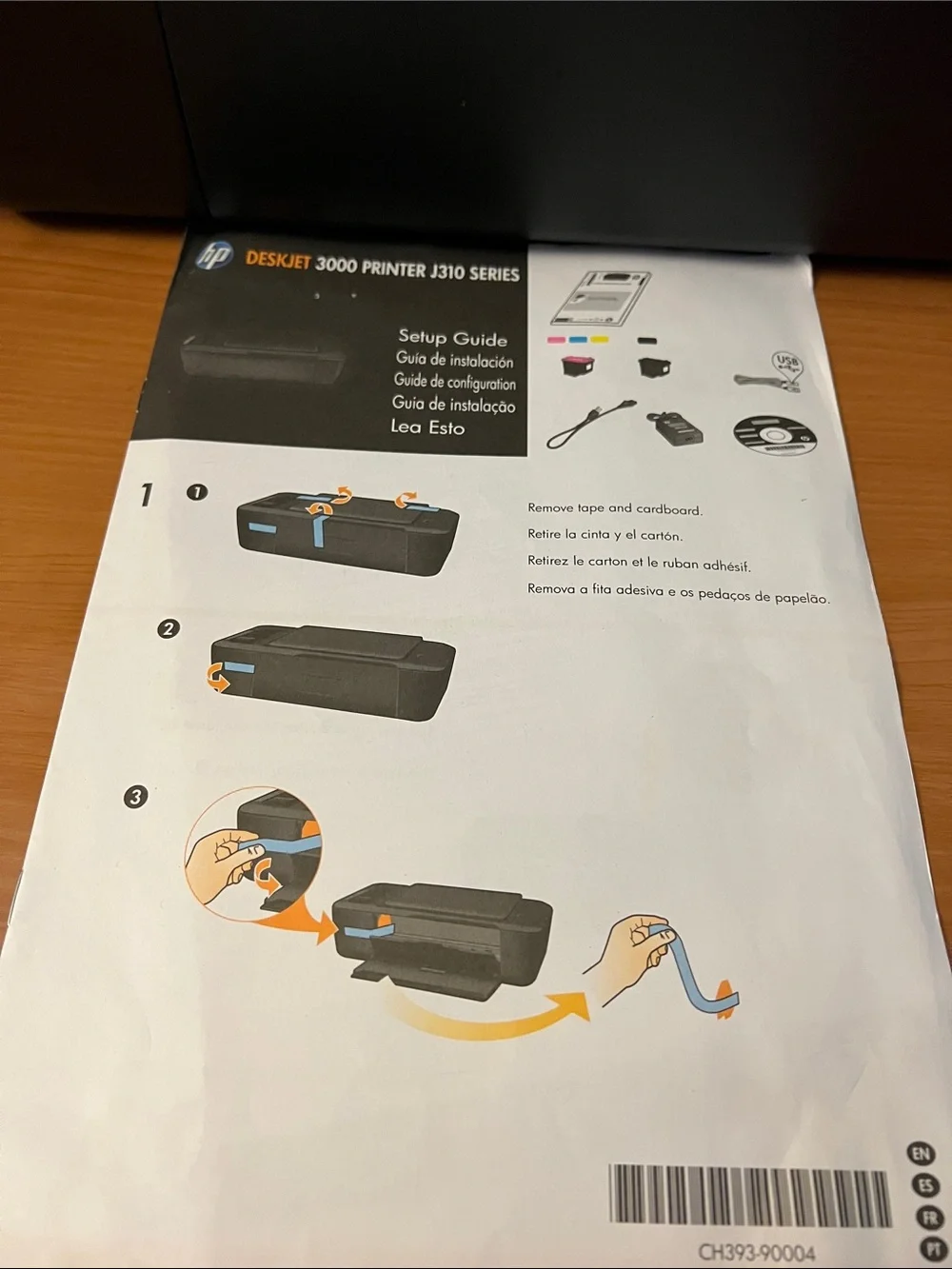 HP Black All-in-One Desk Printer with Setup Guide